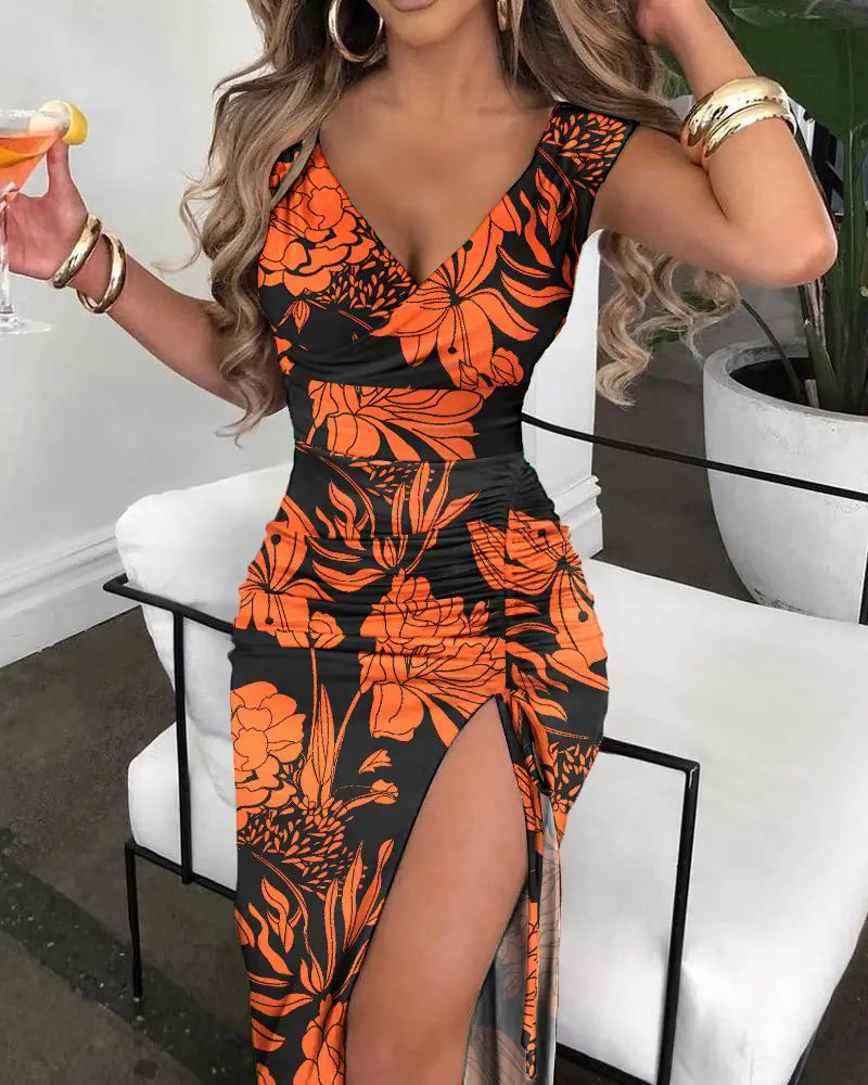 Tropical Heat Slit Maxi Dress – TrendPrints Exclusive