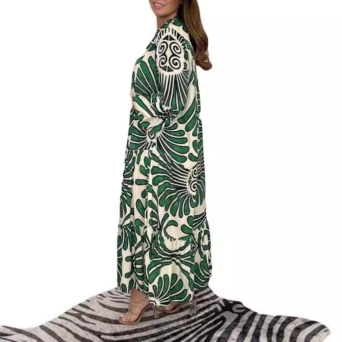 🌿 Island Escape Leaf-Print Midi Shirt Dress – Relaxed Glam in Various Colours 🌴✨