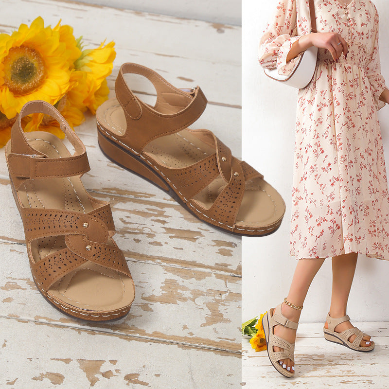 🌼 Everyday Comfort Wedge Sandals – Neutral Chic 🌼