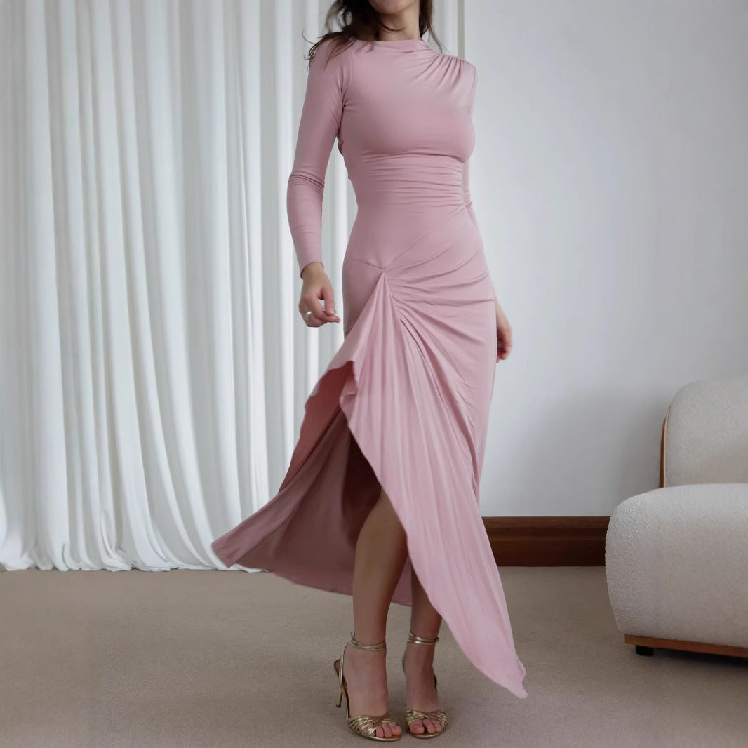 ✨ Elegant Long Sleeve Ruched Maxi Dress – Available in Various Colours