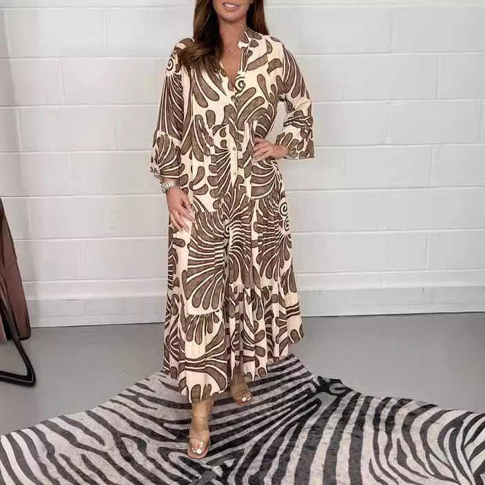🌿 Island Escape Leaf-Print Midi Shirt Dress – Relaxed Glam in Various Colours 🌴✨