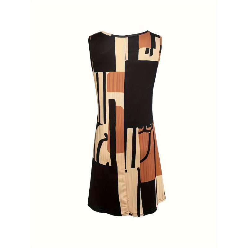 πΌοΈ Abstract Escape Sleeveless Swing Dress β Artistic Comfort in a Bold Geometric Print π¨π