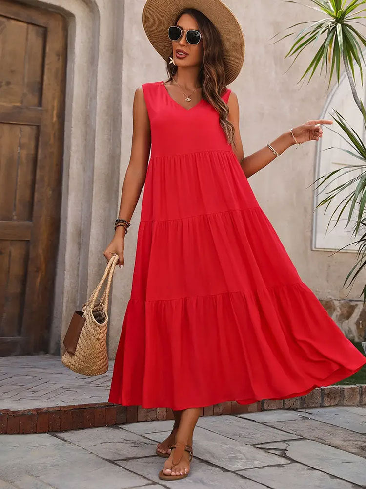 ๐ค Title: โThe Everyday Tiered Maxi Dress โ Effortlessly Elegant in Every Colourโ ๐๐