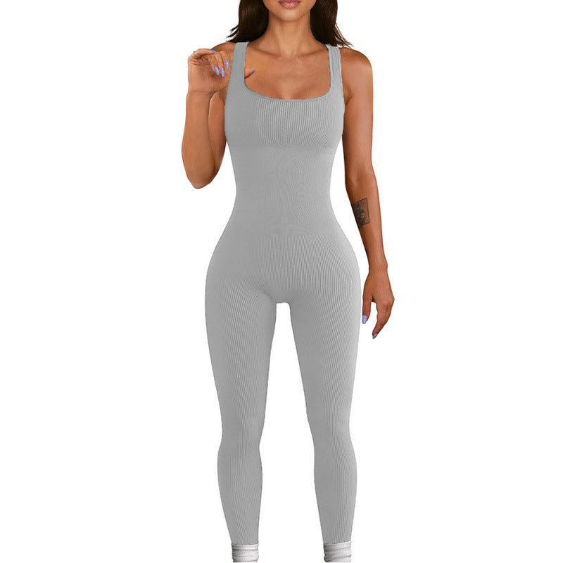 Ribbed Long Sleeve Square Neck Jumpsuit - Available in Multiple Colors