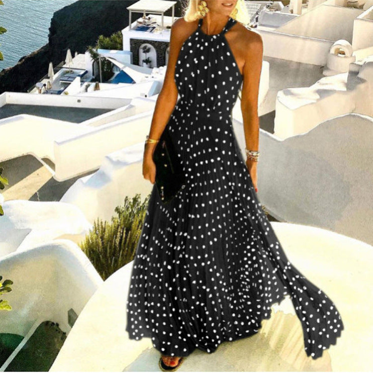 🌿 Title: “Santorini Breeze: The Elegant Polka Dot Maxi Dress – Now in Multiple Colours!” ☀️🏛️