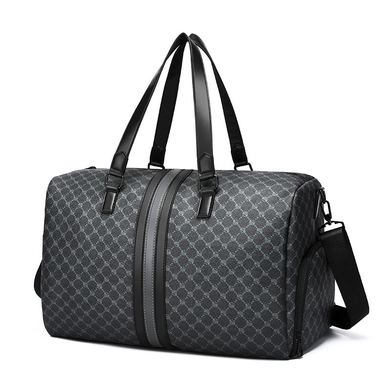 New plaid travel bag, men's portable large capacity business trip storage bag, travel fitness bag, shoulder messenger bag