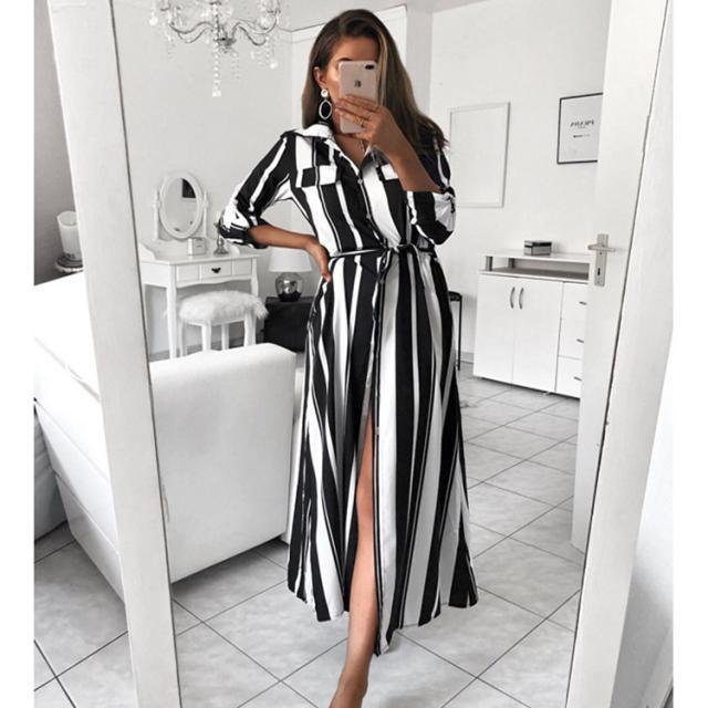 β‘ Vertical Vision Maxi Shirt Dress β Striking Stripes with Chic Edge in Various Colours π€π