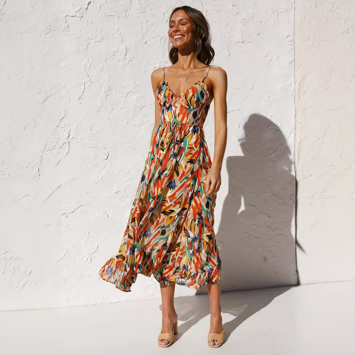 🌞 Summer Drift Spaghetti Strap Midi Dress – Available in Various Colours