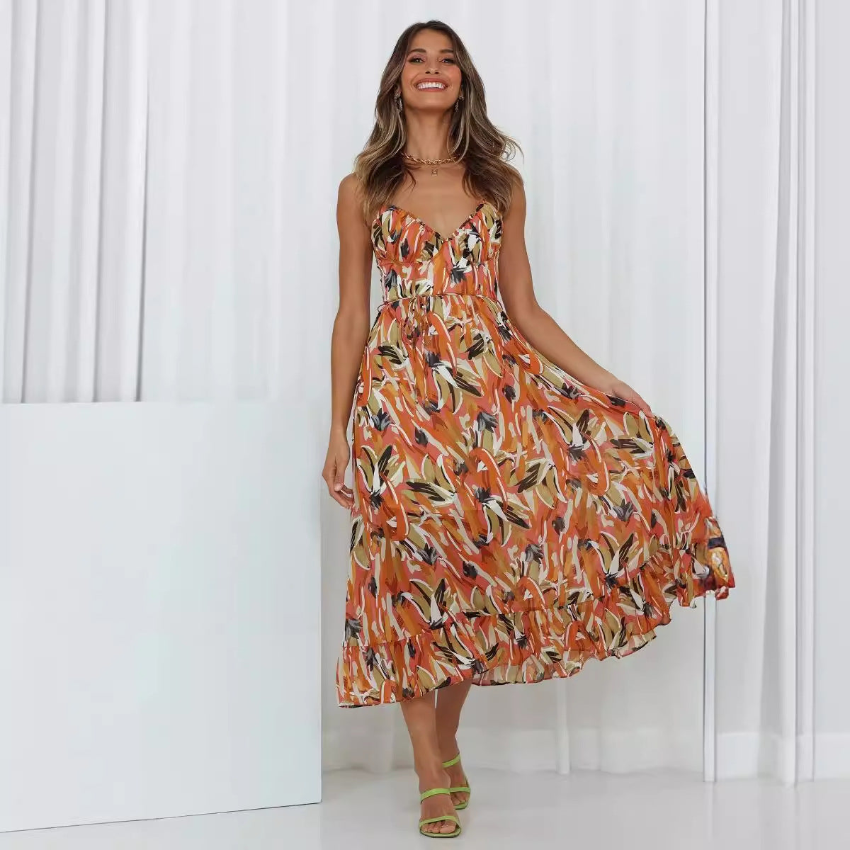 🌞 Summer Drift Spaghetti Strap Midi Dress – Available in Various Colours