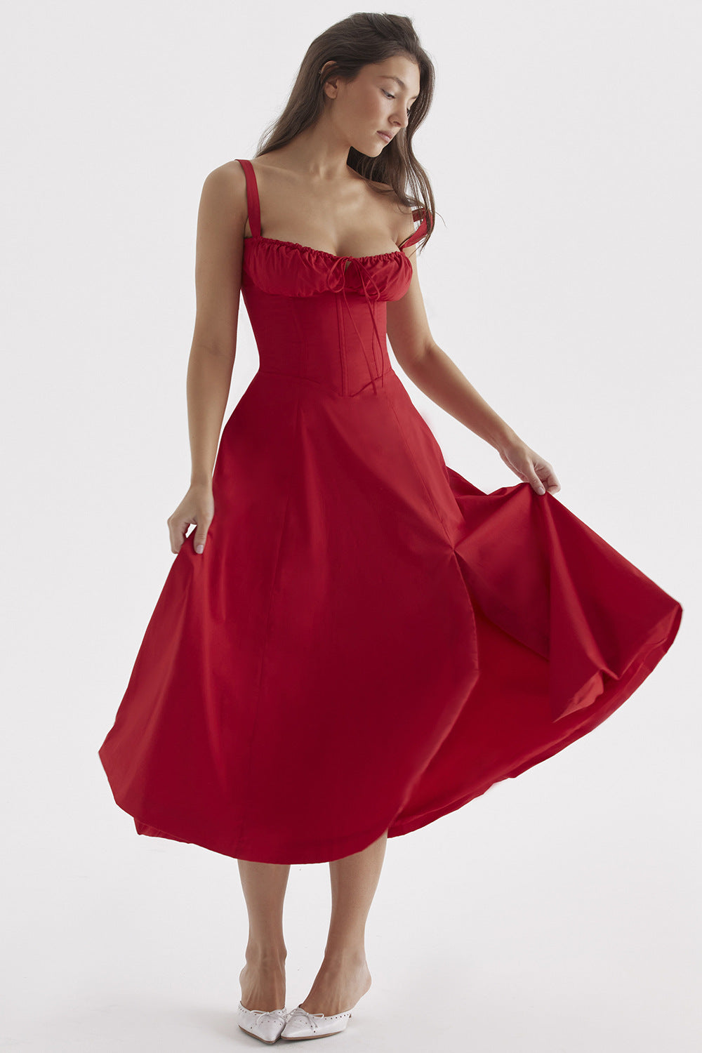 ❤️ Scarlet Corset Romance Midi Dress – Available in Various Colours