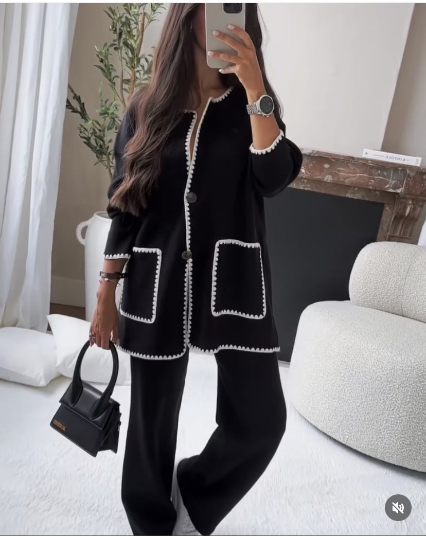 π€ Monochrome Elegance Set β Black Trim Lounge Chic in Various Colours