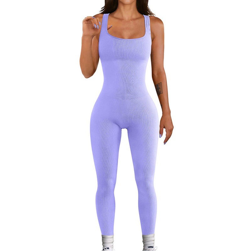 Ribbed Long Sleeve Square Neck Jumpsuit - Available in Multiple Colors