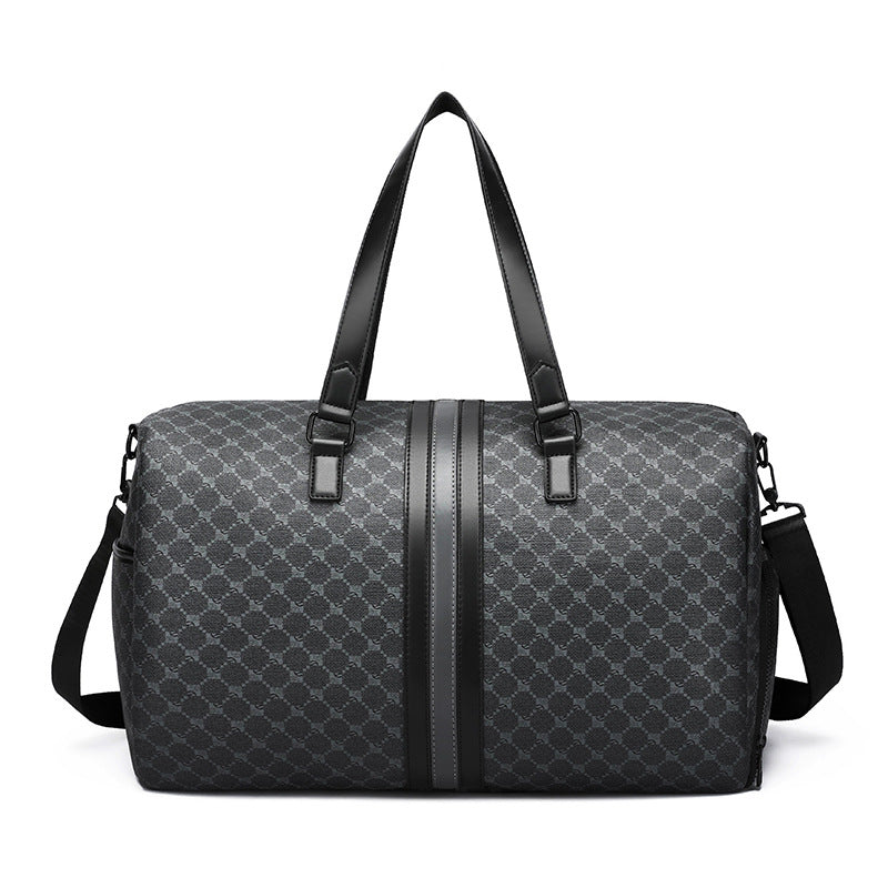 New plaid travel bag, men's portable large capacity business trip storage bag, travel fitness bag, shoulder messenger bag