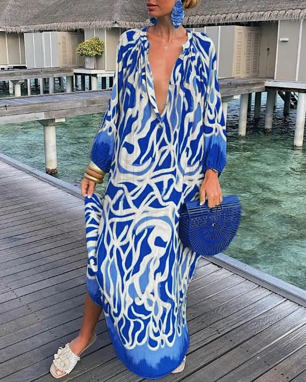 🌈 Island Muse Abstract Maxi Kaftan – Available in Various Colours
