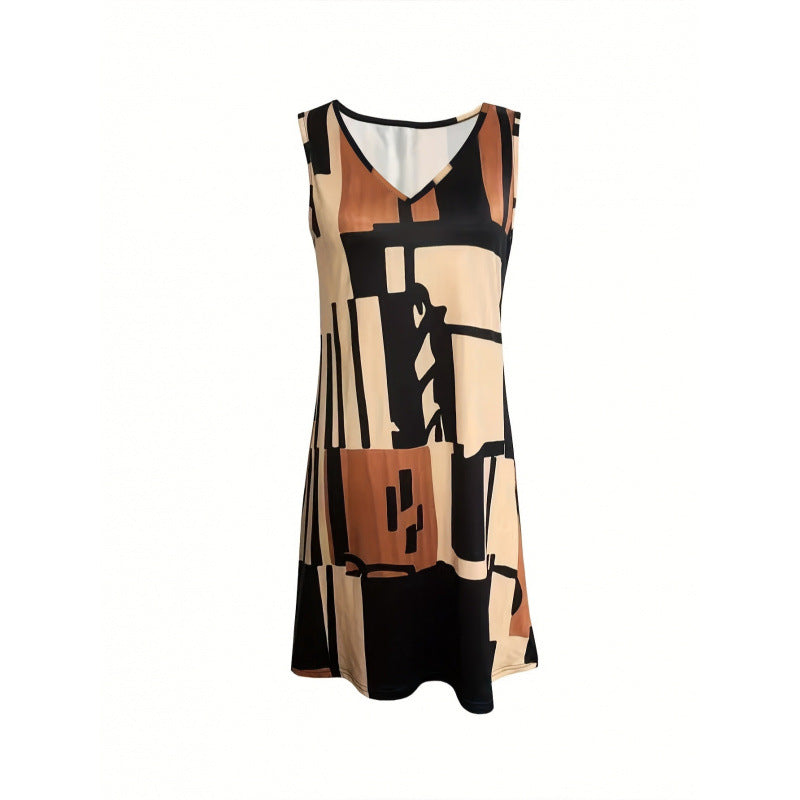 πΌοΈ Abstract Escape Sleeveless Swing Dress β Artistic Comfort in a Bold Geometric Print π¨π