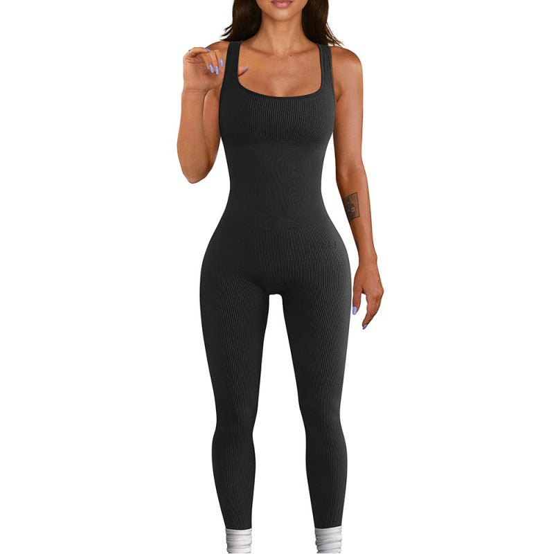 Ribbed Long Sleeve Square Neck Jumpsuit - Available in Multiple Colors