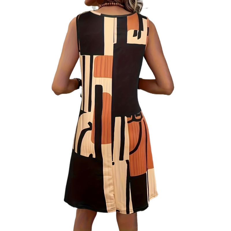 πΌοΈ Abstract Escape Sleeveless Swing Dress β Artistic Comfort in a Bold Geometric Print π¨π
