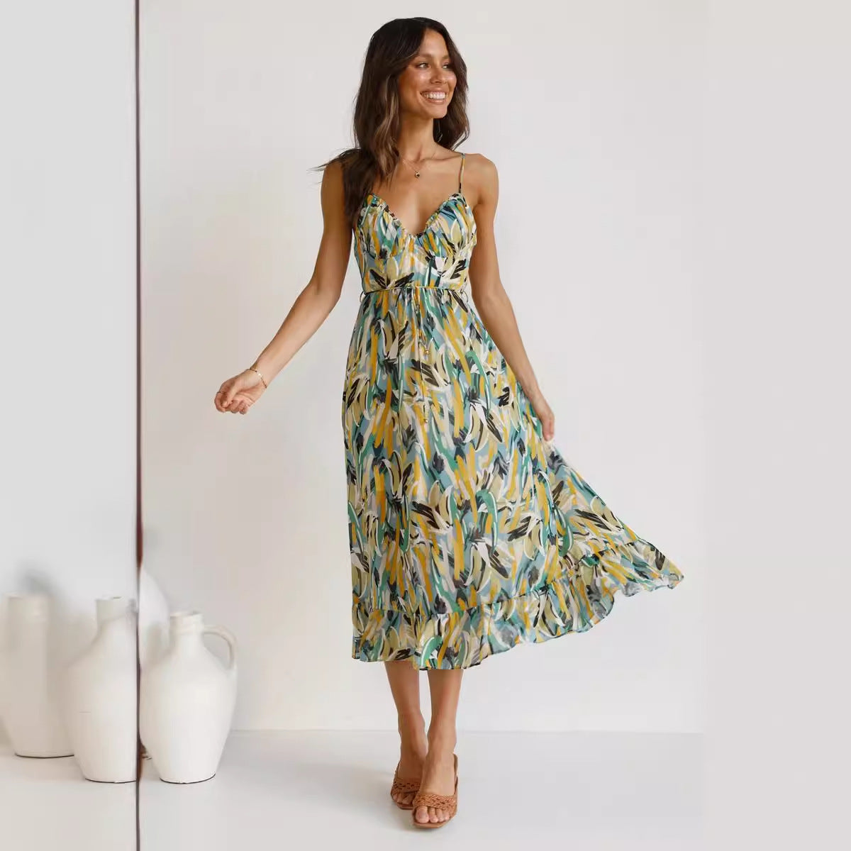 🌞 Summer Drift Spaghetti Strap Midi Dress – Available in Various Colours