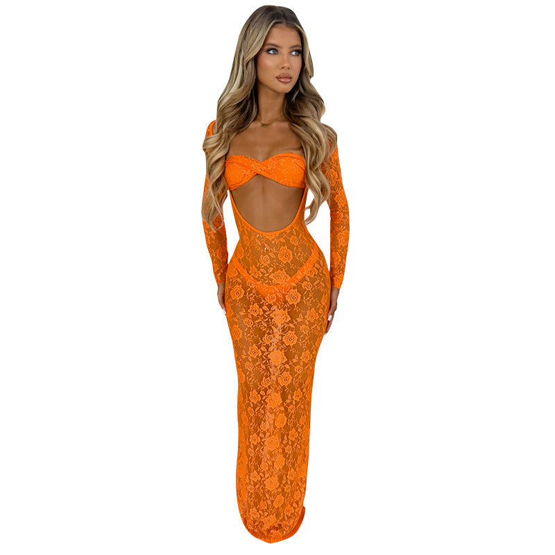 🧡 Title: “Citrus Heat: The Lace Cut-Out Dress That’s Serving Pure Fire – Now in Various Colours” 🔥🍓