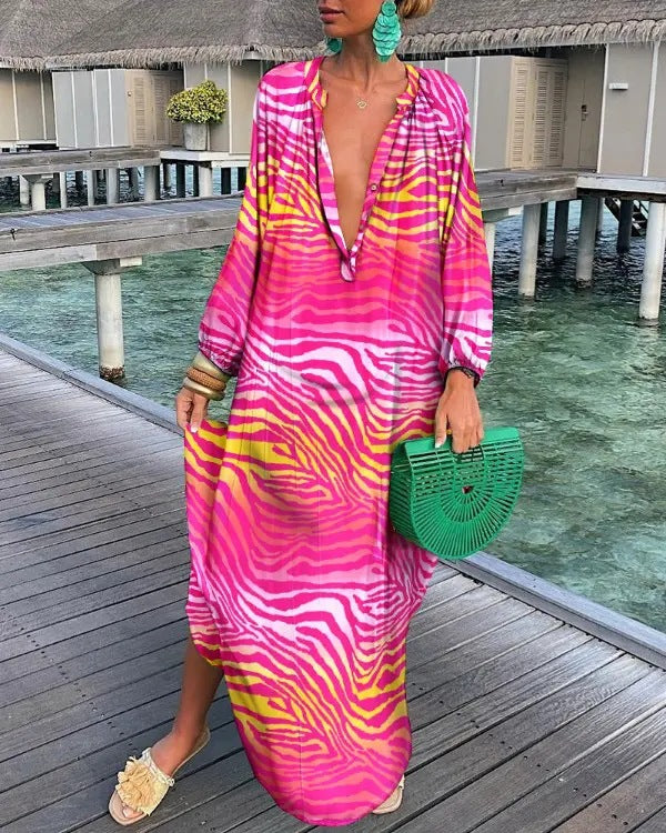 🌈 Island Muse Abstract Maxi Kaftan – Available in Various Colours