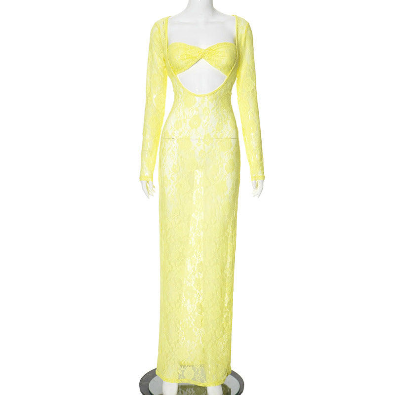 🧡 Title: “Citrus Heat: The Lace Cut-Out Dress That’s Serving Pure Fire – Now in Various Colours” 🔥🍓