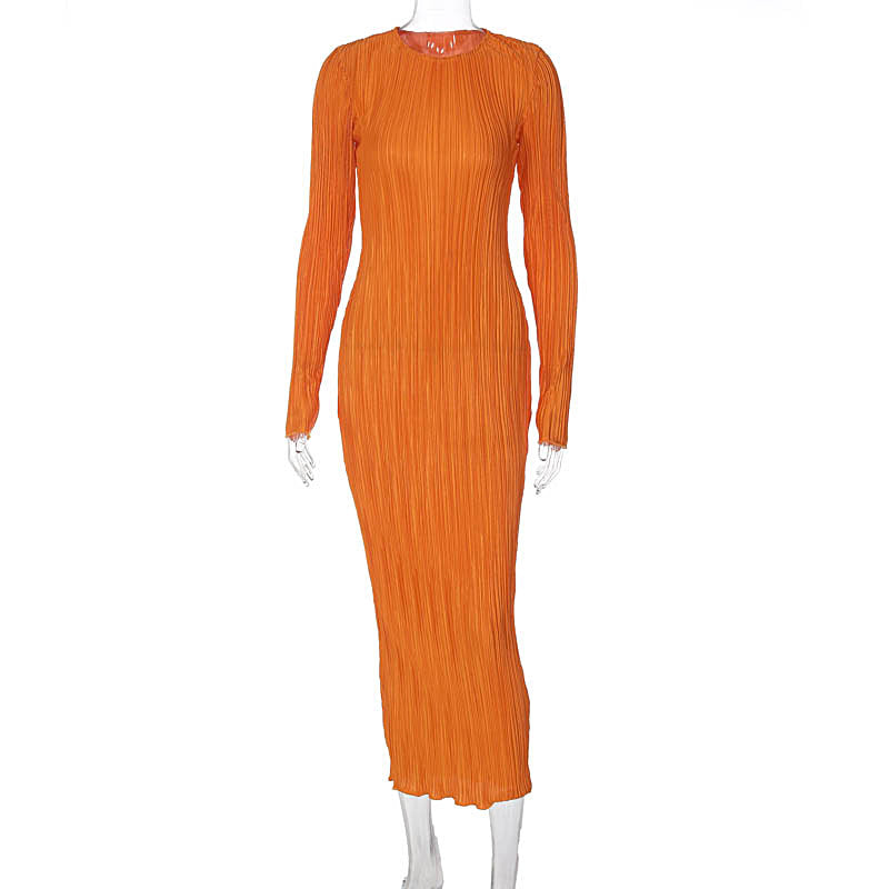 š§” Title: āSunset Sophistication: The Pleated Orange Midi Dress You NEEDā š§”