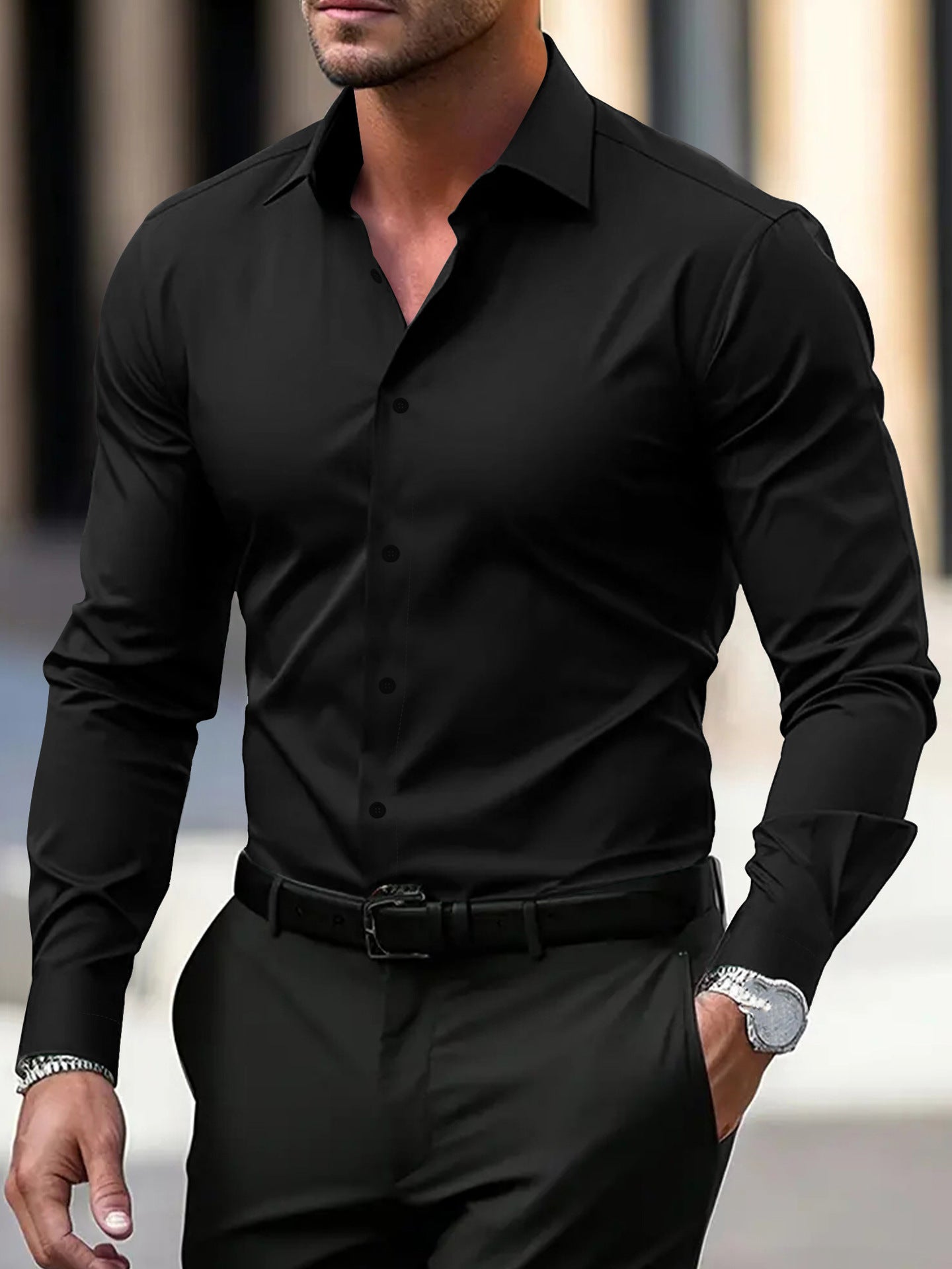 ๐ Menโs Slim Fit Long Sleeve Dress Shirt โ Sleek Style in Various Colours
