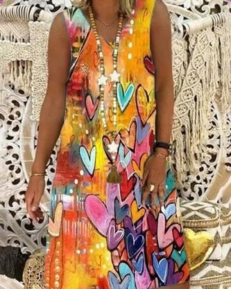 🌺 Boho Days Sleeveless Midi Dress – Effortless Comfort in Various Designs 🧵✨