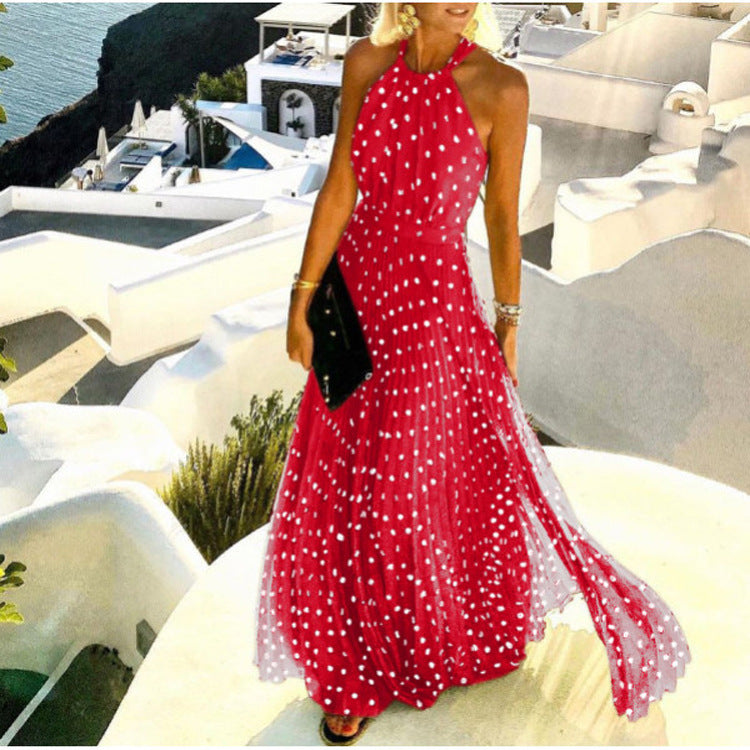 🌿 Title: “Santorini Breeze: The Elegant Polka Dot Maxi Dress – Now in Multiple Colours!” ☀️🏛️