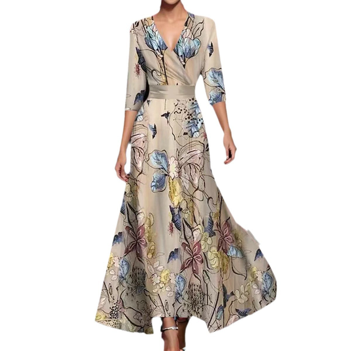 🌺 Eleganza V-Neck Maxi Dress – Statement Prints in Various Designs
