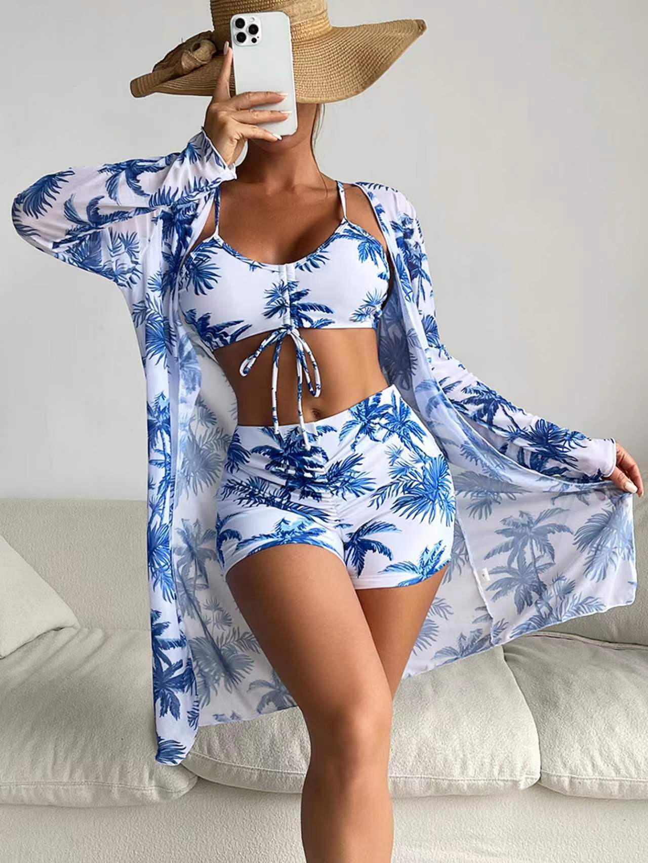 Women's split three-piece high waist long-sleeved Wimwear