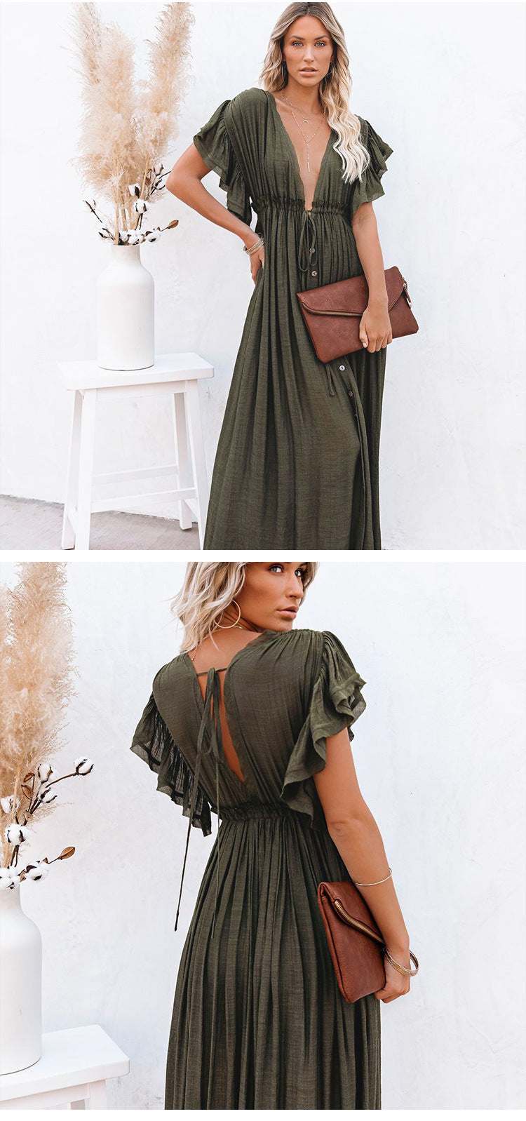 🌿 Boho Drift Button-Down Maxi Dress – Available in Various Colours