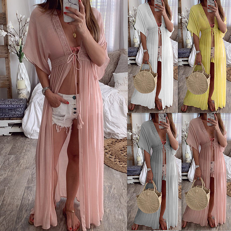 🌸 Title: “Blush & Breezy: The Boho Beach Cover-Up of Your Dreams” 🐚✨