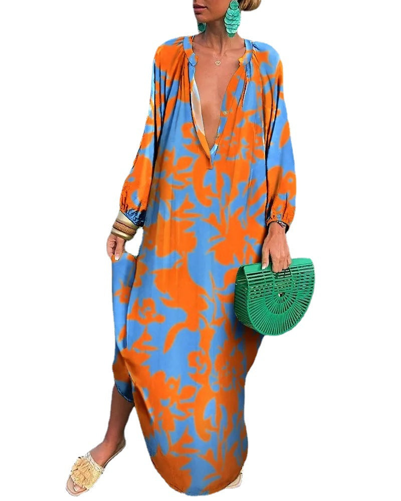 🌈 Island Muse Abstract Maxi Kaftan – Available in Various Colours