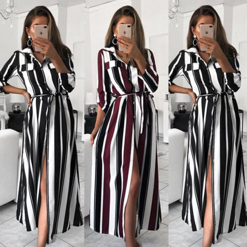 β‘ Vertical Vision Maxi Shirt Dress β Striking Stripes with Chic Edge in Various Colours π€π