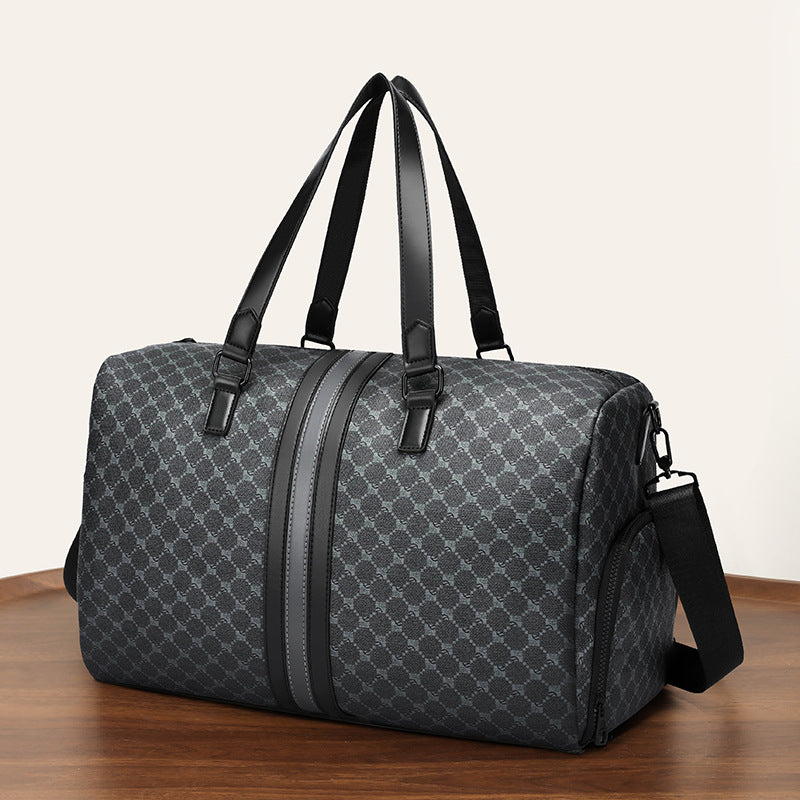 New plaid travel bag, men's portable large capacity business trip storage bag, travel fitness bag, shoulder messenger bag