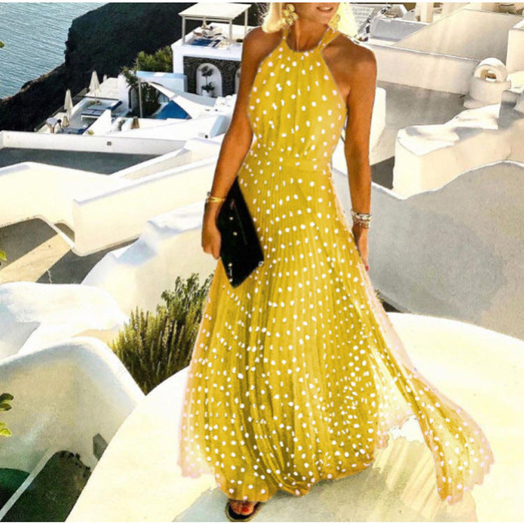 🌿 Title: “Santorini Breeze: The Elegant Polka Dot Maxi Dress – Now in Multiple Colours!” ☀️🏛️