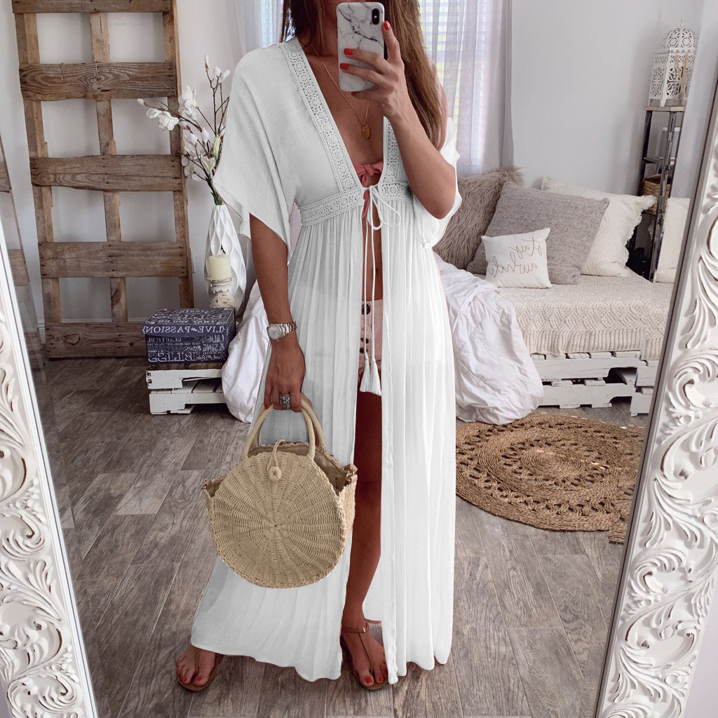 🌸 Title: “Blush & Breezy: The Boho Beach Cover-Up of Your Dreams” 🐚✨
