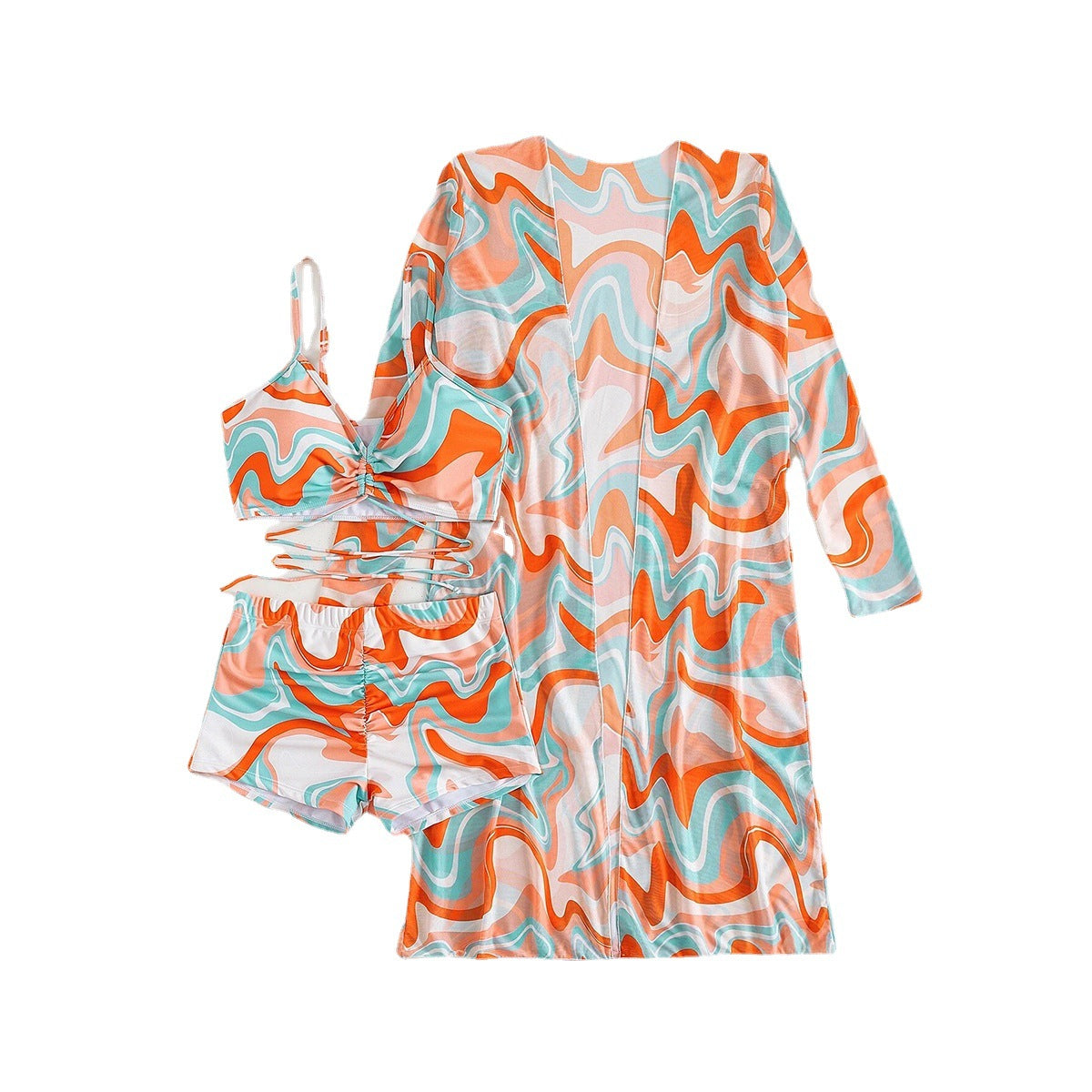 Women's split three-piece high waist long-sleeved Wimwear