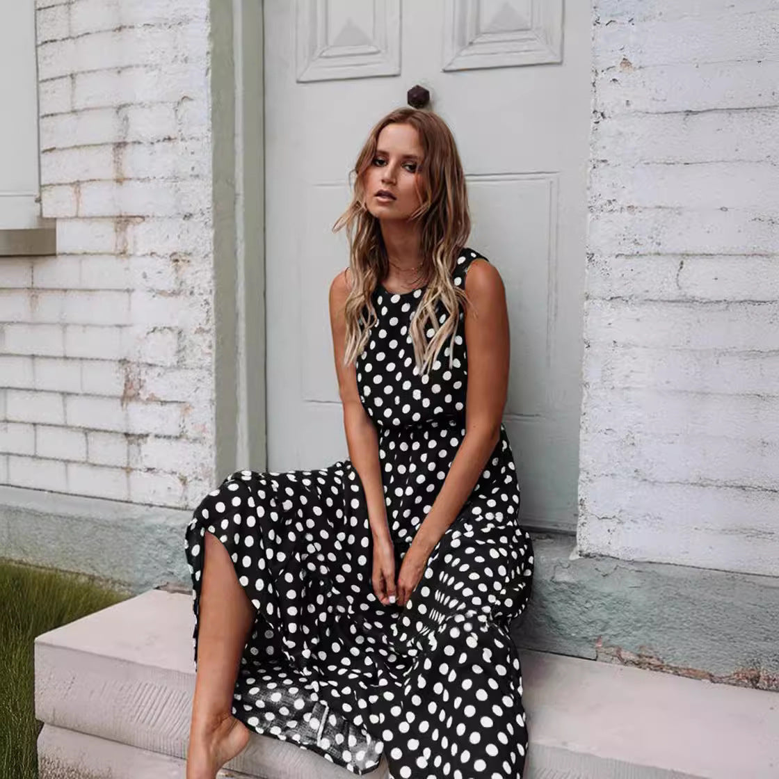 ๐ Vintage Dot Boho Maxi Dress โ Retro-Chic Comfort in Various Colours ๐ซ๐งก