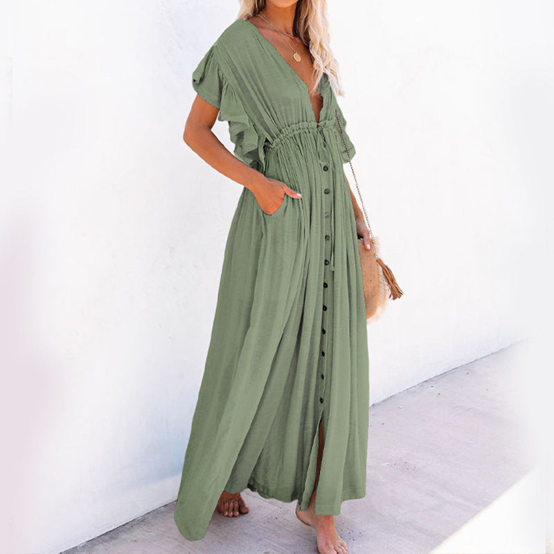 🌿 Boho Drift Button-Down Maxi Dress – Available in Various Colours
