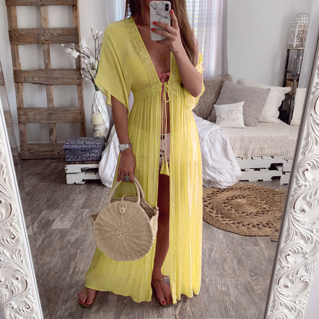🌸 Title: “Blush & Breezy: The Boho Beach Cover-Up of Your Dreams” 🐚✨
