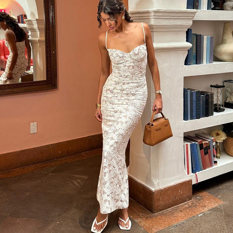 🤍 Title: “Lace & Grace: The Luxe White Lace Bodycon Dress That Turns Heads” ✨💫