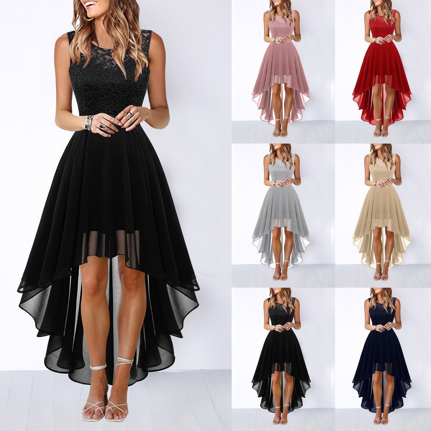 ✨ Enchanted Grace High-Low Lace Dress – Available in Various Colours