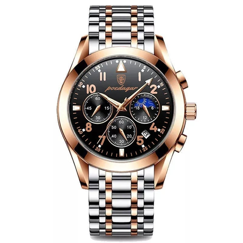 Luxury Silver Chronograph Watch – Men's Stainless Steel Timepiece (Various Colours)