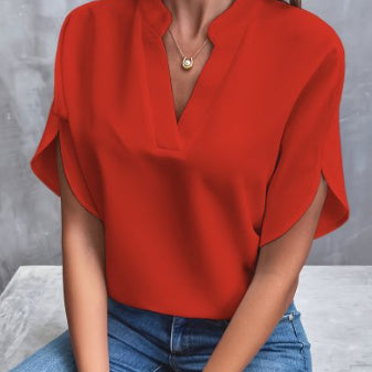✨ Women's V-Neck Blouse Top – Casual Loose Fit – Summer Workwear & Everyday Style – Various Colours 🌸