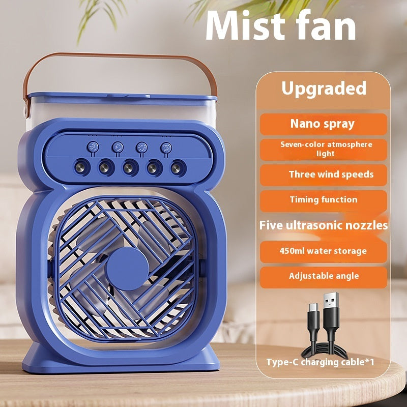 💨 3-in-1 Misting Fan with LED Night Light – Desktop Air Cooler in Various Colours