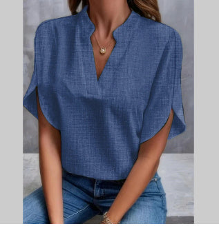 ✨ Women's V-Neck Blouse Top – Casual Loose Fit – Summer Workwear & Everyday Style – Various Colours 🌸