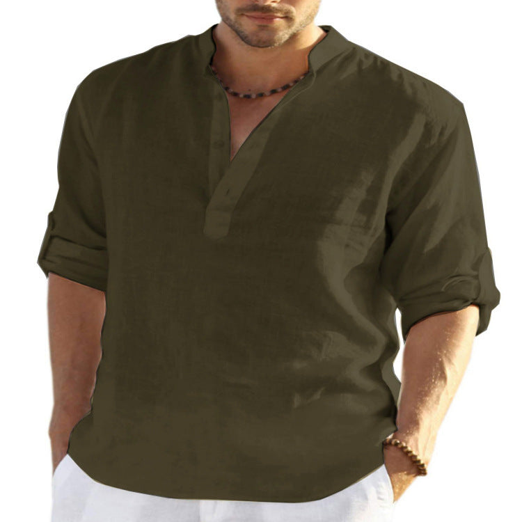 Men’s Lightweight Linen Blend Shirt – Casual Long Sleeve Summer Top (Various Colours)