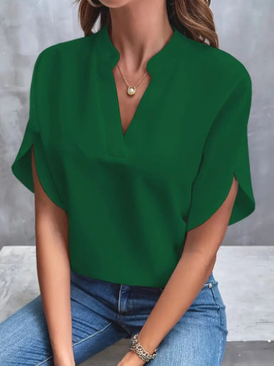 ✨ Women's V-Neck Blouse Top – Casual Loose Fit – Summer Workwear & Everyday Style – Various Colours 🌸